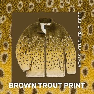 Duluth Trading Co Brown Trout Print Men's Kindler Fleece Jacket
